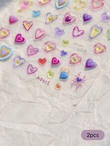 1 miếng dán móng tay hình trái tim nhiều màu sắc chủ đề Ngày Valentine, hình dán 3D trong suốt, đẹp mắt, dùng để trang trí móng tay, phụ kiện làm móng. - Nhiều màu - Xem 4