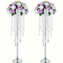2pcs Acrylic Beaded Flower Stands, 29.5inch Tall Electroplated Flower Stands, Wedding Aisle Decorations, Home Decor, Party Decor Gifts Birthday Graduation Vase Room Decor Flower Vase Glass Vase