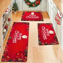 1/2/3 Pcs Thickened 0.47 Inch/1.2 Cm Christmas Kitchen Mat Set - Christmas Decor, Non-Slip Memory Foam Bottom, Suitable For Kitchen, Home Office, Laundry Room, Bathroom Decoration - Multicolor - View 2