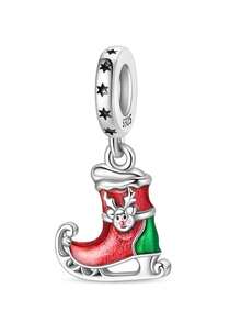 Silver Plated Charms Red Love Magic Poker Christmas Snowflake Rose Gold Coffee Cup Santa Claus Cane Christmas Sled Gloves Christmas Tree Strawberry Christmas House Red Bell Christmas Biscuits Christmas Series Charm Fit Original Bracelet Charm Beads Necklace Diy Female Jewelry