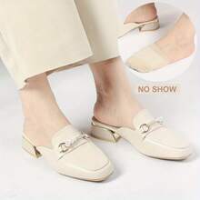 1 Pair Seamless Non-Slip Socks, Invisible Toe Slipper Socks, Invisible Toe Half Socks, Women's Half Socks, Suitable For Half-Toe Shoes - màu đen - Xem 2