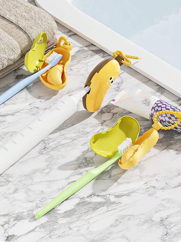 Banana Toothbrush Holder & Travel Case - Cute Cartoon Banana Design, Durable ABS Plastic, Portable Dust Cover For Electric And Manual Toothbrushes, Compact Bathroom & Travel Organizer, Toothbrush Travel Case, Daily Hygiene Accessories, Quirky Decorations, Tight Fitting Design