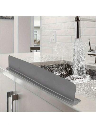 1 pieza Protector de salpicaduras de silicona para fregadero, barrera de agua para fregadero de cocina, cubierta antisalpicaduras, resistente al agua y no se deforma fácilmente, es un artículo práctico y útil para cocinas y laboratorios.