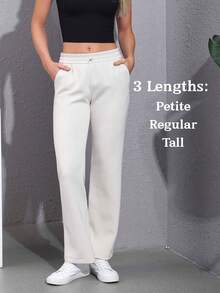 Women's Petite/Regular/Tall 3 Lengths Soft Rayon Sweatpants Breathable Pants With Adjustable Shockcord  Casual With Available Inseam - Màu be - Xem 2