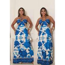 July Tropical Strapless Dress In Various Prints, 2025 Collection - Azul menta - Ver 2