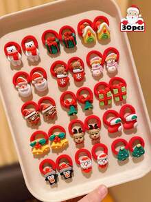 10/30pcs Cute Christmas Element Hair Ties, Suitable As Gifts - Multicolor - View 1