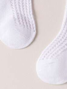 Calcetines de encaje con volantes, de malla transpirable, nuevos calcetines de transferencia con perlas, calcetines largos para el tobillo de niñas bebés y niños pequeños de 0 a 3 años - Blanco - Ver 7