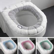 1pc Thickened Toilet Seat Cover, Pull-Out Toilet Seat Cover, Knitted Warm Universal Toilet Seat Cover, Washable Toilet Seat Cover, Skin-Friendly Comfortable Fabric, Plush Toilet Seat Cover For All Seasons, Suitable For Autumn/Winter Home Use - Multicolor - View 5