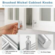 10 件橱柜把手拉丝镍橱柜把手，不锈钢单孔厨柜把手银色橱柜拉手，适用于厨柜和梳妆台，2 英寸总长度抽屉把手