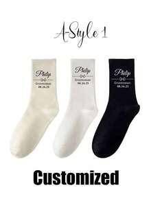 Personalized Custom Socks, Funny Wedding Groomsmen Socks, Custom Printed Socks, Personalized Groomsmen Socks, Unique Christmas Gift Idea, Funny Party Socks, Customized Name Socks, Novelty Wedding Favor, Creative Stocking Stuffer, Personalized Gift For Him, Custom Party Team Socks, Holiday Gift Idea, Unique Party Favor, Custom Name Socks, Creative Gift For Birthday Or Christmas ,ElevatedAthleisure - Multicolor - View 10