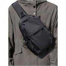 Small Black Sling Crossbody Backpack  Bag For Men Women, Lightweight One Strap  Pack Sling Bag Backpack For Hiking Walking Biking Travel Cycling USB Charger Port-Nylon - Màu xanh lam - Xem 2