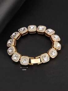 CVNANA 1 st. Europeiska och amerikanska Street Strassdekor Kedja Herr Fashionabel Silver Kedja Halsband Med Flera Storleken alternativ - Silver - Visa 7