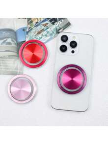 1pc Electroplated CD Pattern Magnetic Air Cushion Phone Holder, CD Pattern Magnetic Transparent Air Cushion Phone Holder, Round CD Pattern Magnetic Transparent Air Cushion Phone Holder, Expandable Air Cushion Slouchy Phone Holder - Multicolor - View 8