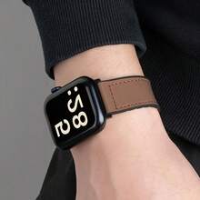 硅胶皮革表带，适用于 1/2/3/4/5/6/7/8/9/10/SE/Ultra 系列，磁性快速释放，防汗透气，商务休闲，男女通用