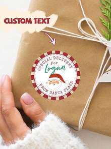 Customized Christmas Gift Labels, Santa Claus Stickers, Round Labels, Christmas Stamp Labels, Personalized Text & Name Gift Labels, Customized Santa Labels, Holiday Tags School Supplies - Square - View 13