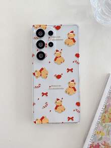 1pc Christmas Bear Bow Letter Candy Polka Dot Pattern Transparent Shockproof TPU Phone Case, Suitable As Holiday Gift For Partner And Friends, Compatible With IPhone Xs/Xsmax/Xr/11 12 13 14 15 16pro/Promax/14 15 16plus, Nothing, Pixel, INFINIX, Redmi Series