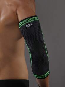 JINGBA SUPPORT 1pc Breathable Compression Elbow Sleeve - Lightweight Sports Protective Gear, Suitable For Weightlifting, Basketball And Training, Unisex - Green - View 2