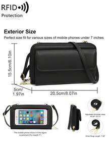 MIYIN Ví nữ tối giản chống trộm RFID, ví đựng điện thoại có dây đeo cổ tay và dây đeo vai điều chỉnh được, ví điện thoại nắp gập màu trơn, ví da giả đa chức năng có khóa kéo và khe đựng thẻ, thích hợp làm quà tặng sinh nhật, ngày Valentine và các dịp khác, quà tặng cho phụ nữ, nữ công sở (màu đen), túi đựng điện thoại chống trộm, ví nữ. - màu đen - Xem 7