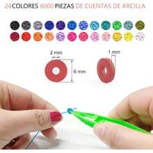 Bebeay Cuentas para Pulseras, 6000 Kit para Hacer Pulseras Cuentas De Arcilla para Pulseras, Cuentas para Hacer Pulseras y Collares con Cuerda, Pinzas y Tijeras Pequeñas, Cuentas de Letras Regalo - blanco - Ver 3