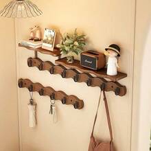 1 件波浪形壁挂式衣帽架，带钥匙和包袋储物挂钩，适用于入口、卧室，无需钻孔