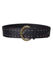 1pc Solid Color Vintage Punk Rivet Studded PU Leather Belt, Versatile For Women