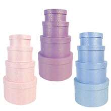Set de 4 cutii cadou rotunde cu model de trandafiri, hârtie imprimată elegantă, design revigorant cu mai multe straturi și capacitate, DIY și stivuibil, potrivit pentru cadouri de ziua de naștere, nuntă, sărbători - Multicolor - Vizualizare 2
