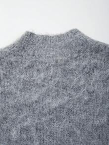 休闲宽松针织条纹不对称纽扣半开衫套头衫上衣，男士，春/秋/冬 - 灰色 - 查看 10