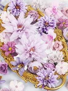 48 件紫色丝绸雏菊和人造玫瑰花头 - 散装人造花，用于 DIY 蛋糕装饰、花环、花圈和花束 - 非常适合婚礼、新娘送礼会、圣诞节装饰、青少年送礼会和家庭派对装饰 - 彩色 - 查看 1