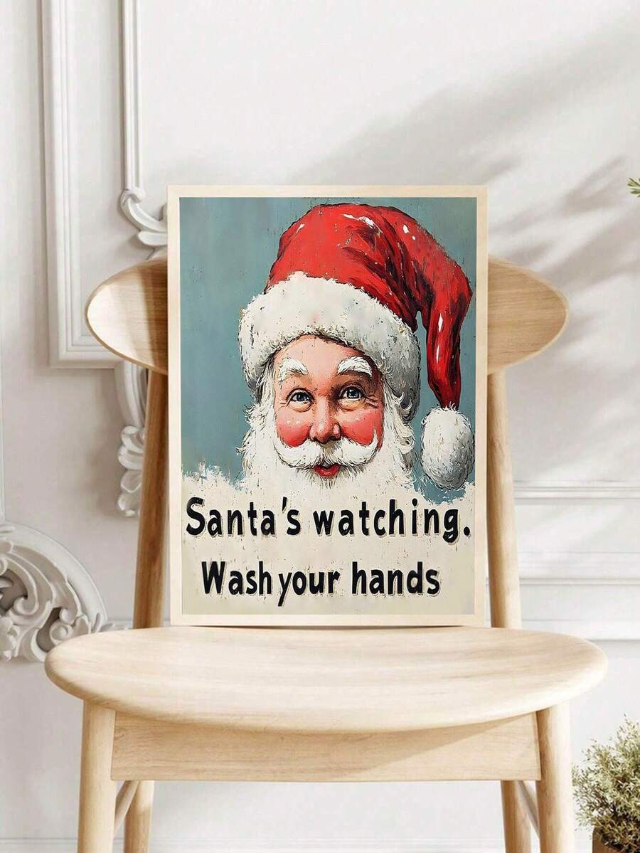 1Pc Rustic Santa's Poster,Holiday Wall Art,Retro Christmas Decor, Farmhouse Style, Multi-Purpose,Canvas Wall Art,Frameless
