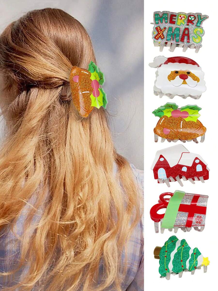 1pc Christmas New Snowman Hair Clip, Christmas Tree Hair Clip, Unique Personalized Hair Claw Clip Winter Hair Accessories Elegant Hair Clutch