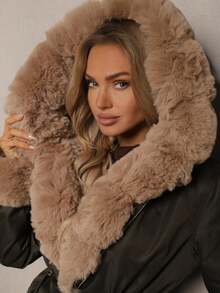 Parka Jacket With Hood And Detachable Fur Trims - Green - View 5