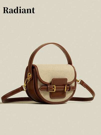 High-Quality Saddle Bag, Vintage Stitching Handbag, 2025 New Casual Versatile Crossbody Bag