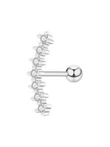 1 pièce Boucle d'oreille à tige en acier inoxydable zirconium argent décontractée, bijou de piercing de cartilage unisexe de luxe pour usage quotidien