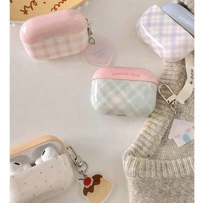极简拼色格子波尔卡圆点 Airpods 3 耳机盒，女款 Airpods Pro 2 保护套，新颖清新风格 Airpods 2/3 配件