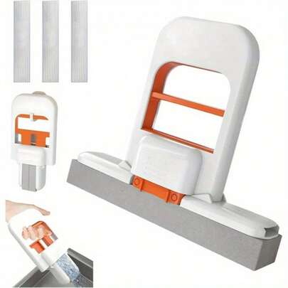 Ergonomically Designed Handheld Lazy Mini Mop, Household Kitchen And Bathroom Water And Oil Stain Cleaning Mop, Hands-Free Sponge Mop, Foldable Storage