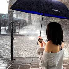 Paraguas de doble refuerzo de moda, paraguas a prueba de viento y lluvias torrenciales, paraguas grandes en sentido inverso, sin escorrentía, fácil de llevar - azul - Ver 8