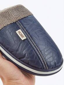 Pantuflas de invierno para hombres, zapatillas de dormitorio de piel sintética cálidas y esponjosas con suela antideslizante y espuma de memoria, pantuflas clásicas suaves y cálidas para hombres, talla talla grande pequeña, azul