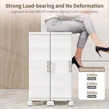 KHNR 52.76" Tall Narrow Bathroom Storage Cabinet With Doors And Adjustable Shelves Slim Plastic Waterproof Organizers Foldable Floor Skinny Cabinets For Small Spaces Kitchen Laundry Room Bedroom - 白色 - 查看 7