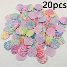 20Pcs Colorful Glitter Gradient Shell Appliques For Crafts, Mixed Color Faux Seashell Embellishments For DIY Cake Toppers, Shoes, Hats, Bags Accessories