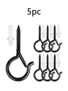 1/5 重型金属螺丝挂钩，室内外皆宜 - 完美悬挂植物、LED 灯、风铃和车库装饰。金属弹簧 Q 型挂钩、黑色 S 型挂钩、带固定扣件的防风螺丝、植物/灯挂钩、不锈钢橱柜挂钩 - 彩色 - 查看 14