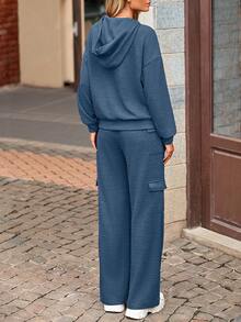 Women's  Spring Fall  Sweatsuits 2 Piece Sets  Outfits Lounge Matching Hoodie Set Travel Going Out Outfits Track Suits Winter Clothes New Years Valentine Vacation Outfits For Women Sweatsuit Set Women - 深藍色 - 查看 2