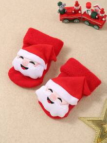 1pair Infant Christmas Red Socks For Newborns And Toddlers Baby Fluffy Ball Thicken Warm Santa Claus Design Anti-Slip Soft Floor Leg Warmers, Adorable Cozy For Babies Indoor, Autumn And Winter Daily Wear & Christmas Party,Christmas Gift Socks - Red - View 4