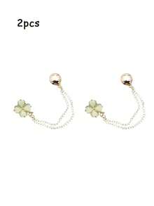 1个/2个多功能合金无缝磁性夹胸针，时尚简约白绿花卉蝴蝶图案，强磁可调节长度，适合秋冬服装，可固定领口、衬衫下摆、袖口、裤腿，也可作为无缝腰带装饰侧扣配饰。 - 彩色 - 查看 17