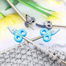 2 piezas Topes de aguja de tejer de silicona, Topes de aguja de tejer con forma de tijera, Protectores de punta de aguja de tejer, Tapas de aguja de tejer de colores, Ganchos de ganchillo para acolchar, Accesorios de tejer DIY - Multicolor - Ver 12