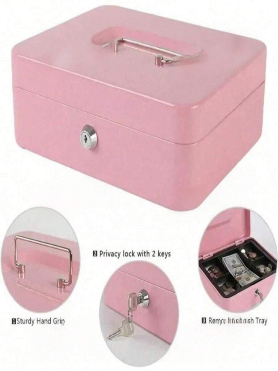 Portable Key Box Key Locker Home Shop Steel Money Box Security Cash Box Storage Hidden Coin Money Jewellery - Multicolor - View 1