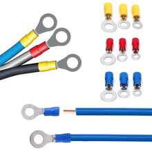 200 piezas de terminales de anillo aislados de 22-16/16-14/12-10AWG, conector de cable de conexión de anillo prensado, adecuado para reparación automotriz, cable, sin incluir baterías