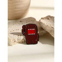 1pc Cartoon Cookie Monster Shaped Zinc Alloy Brooch, For Backpack, Clothes, Pencil Case, Badge, Gift For Kids Or Friends - 棕色 - 查看 2