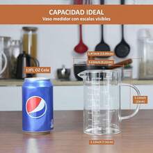U Chef Vaso Medidor de Vidrio con Asa, Taza medidora con tres escalas (Oz, taza, Ml/CC) y Boquilla Antiderrames, Jarra Medidora para Cocina o Restaurante, Fácil de leer.(500ml) - 500 ml - Ver 6