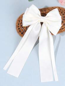 1 دبوس شعر فيونكة ذيل طويل من الساتان للبنات، فيونكة شعر أنيقة بلون صلب مناسبة للاحتفالات والحفلات العائلية والاستخدام اليومي والعطلات، هدية للبنات المراهقات، إكسسوار شعر فينتاج