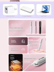 Bezprzewodowa prostownica do włosów, akumulatorowa prostownica i lokówka 2 w 1, miniaturowa bezprzewodowa prostownica i lokówka dla mężczyzn i kobiet, ładowanie przez USB, bateria o długiej żywotności, wielofunkcyjna do grzywki, dużych fal, kręcenia - Wielokolorowe - Zobacz 4